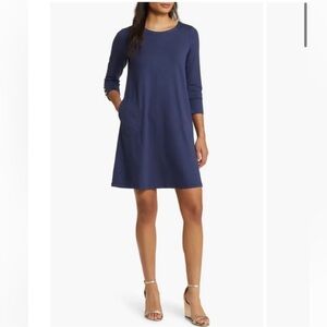 Lilly Pulitzer Dress Navy Solia Downtime Dress SZ L Tee Dress TShirt Dress